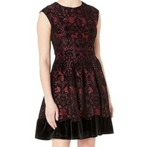 Gabby Skye Cap Sleeve Round Neck Scuba Fit and Flare Dress